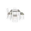 Ashley Holls 6pc Dining Table Set | Padded Chairs | Bench | White Gray Wood BM328236