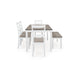 Ashley Holls 6pc Dining Table Set | Padded Chairs | Bench | White Gray Wood BM328236