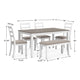 Ashley Holls 6pc Dining Table Set | Padded Chairs | Bench | White Gray Wood BM328236