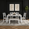 Ashley Holls 6pc Dining Table Set | Padded Chairs | Bench | White Gray Wood