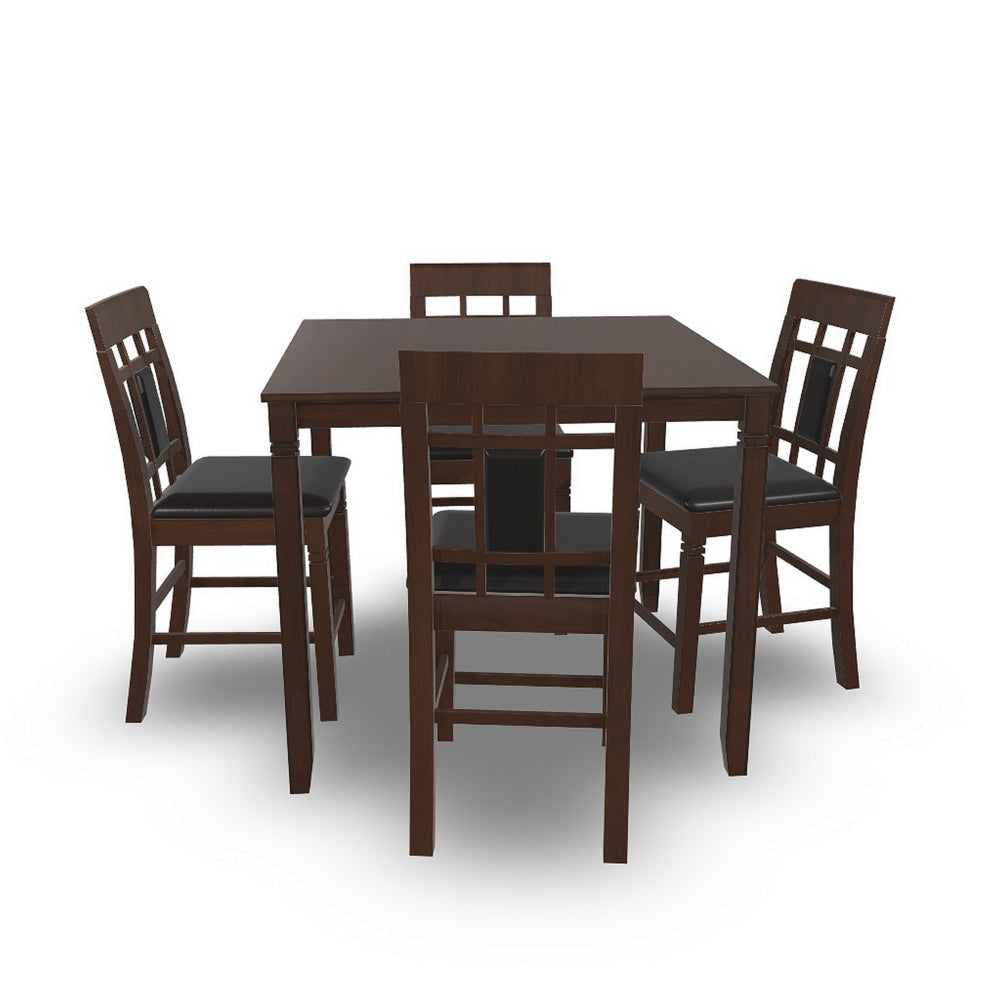 Ashley Noxx 5pc Counter Height Dining Table Set | Brown Wood | Faux Leather BM328237