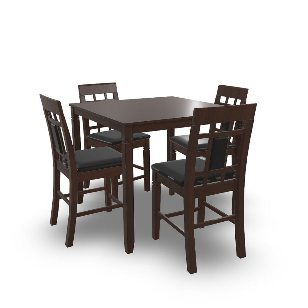 Ashley Noxx 5pc Counter Height Dining Table Set | Brown Wood | Faux Leather BM328237