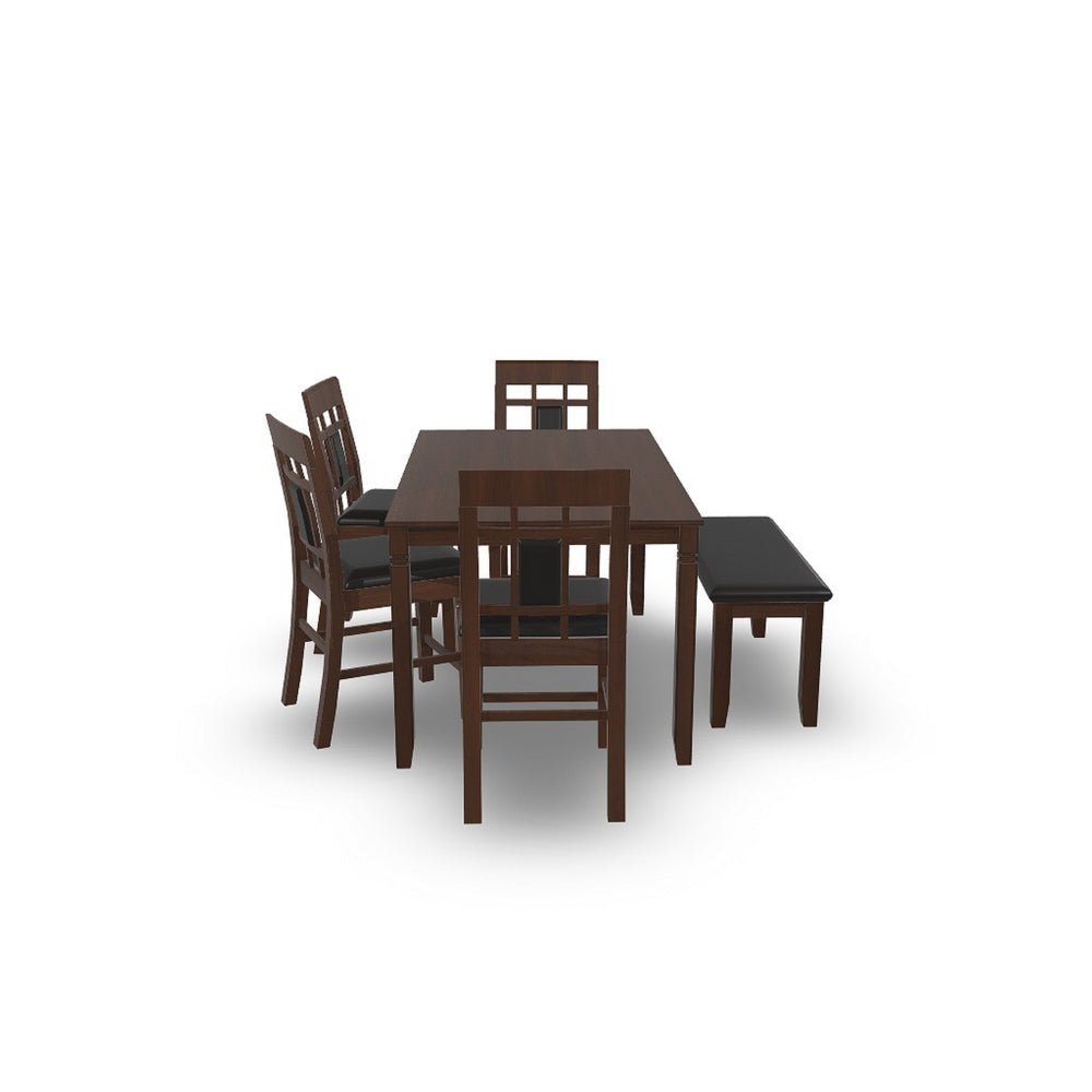Ashley Noxx 6pc Dining Table Set with 4 Chairs 1 Bench | Brown | Faux Leather BM328238