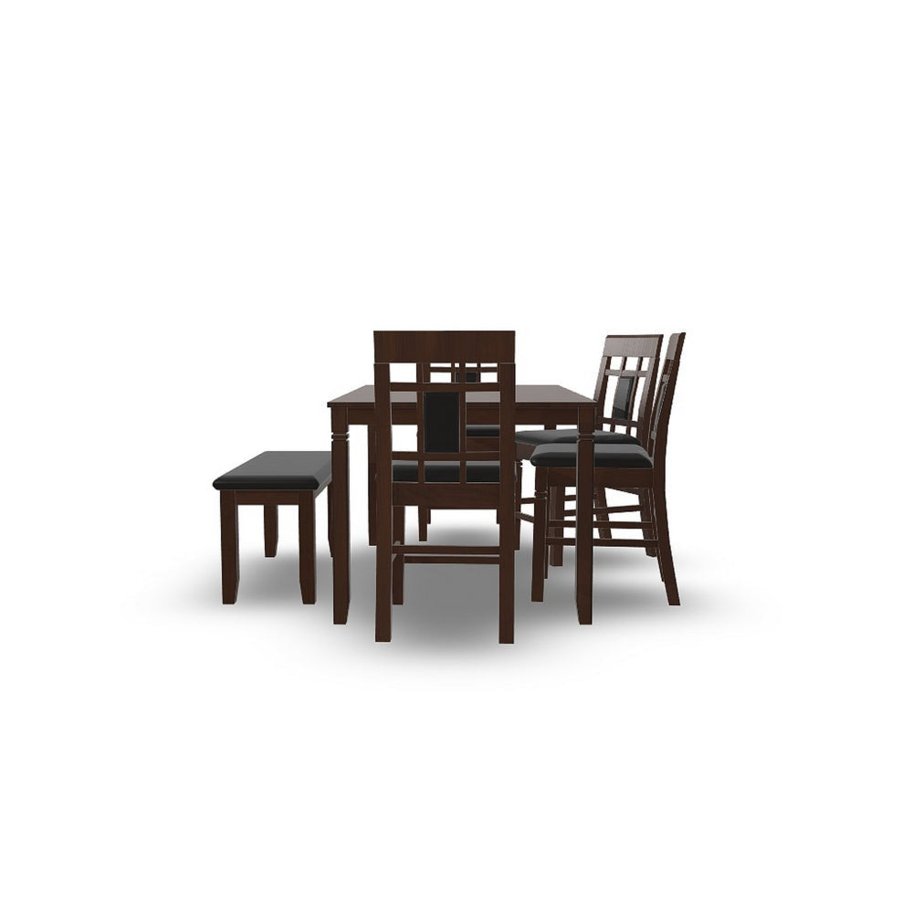 Ashley Noxx 6pc Dining Table Set with 4 Chairs 1 Bench | Brown | Faux Leather BM328238