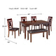 Ashley Noxx 6pc Dining Table Set with 4 Chairs 1 Bench | Brown | Faux Leather BM328238