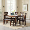 Ashley Noxx 6pc Dining Table Set with 4 Chairs 1 Bench | Brown | Faux Leather
