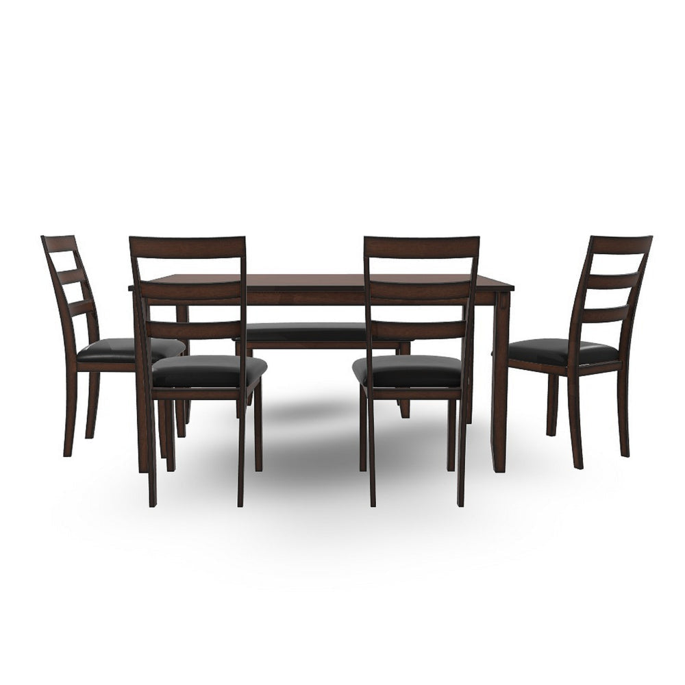 Ashley Covvi 6pc Dining Table Set | Ladder Back Chairs | Brown Wood BM328240