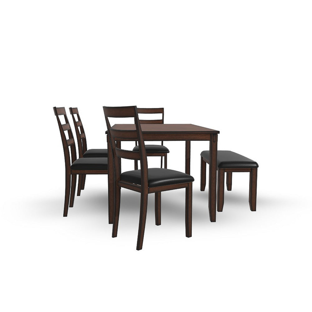 Ashley Covvi 6pc Dining Table Set | Ladder Back Chairs | Brown Wood BM328240