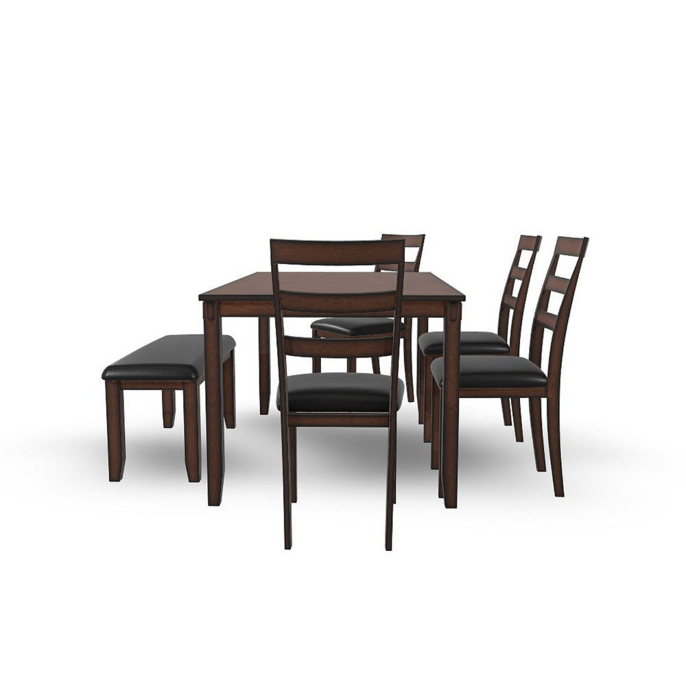 Ashley Covvi 6pc Dining Table Set | Ladder Back Chairs | Brown Wood BM328240