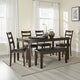Ashley Covvi 6pc Dining Table Set | Ladder Back Chairs | Brown Wood