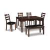 Ashley Covvi 6pc Dining Table Set | Ladder Back Chairs | Brown Wood