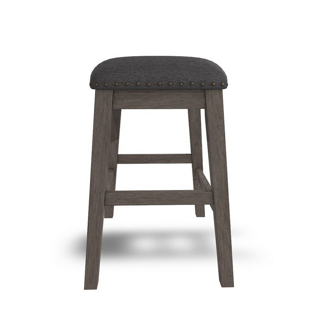 Ashley Caity Counter Height Stool Set of 2 | Gray Wood Frame | Cushioned Seat BM328241