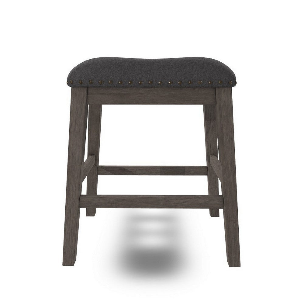 Ashley Caity Counter Height Stool Set of 2 | Gray Wood Frame | Cushioned Seat BM328241