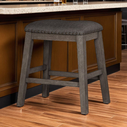 Ashley Caity Counter Height Stool Set of 2 | Gray Wood Frame | Cushioned Seat