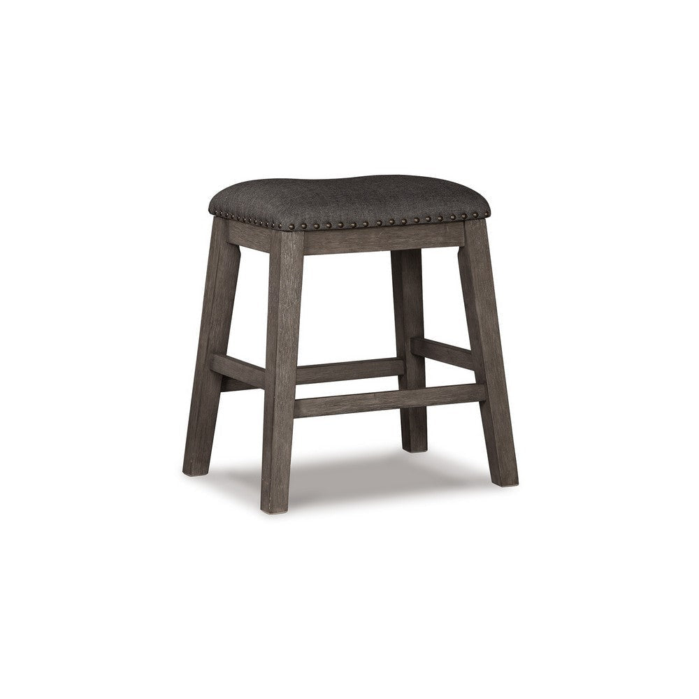 Ashley Caity Counter Height Stool Set of 2 | Gray Wood Frame | Cushioned Seat BM328241