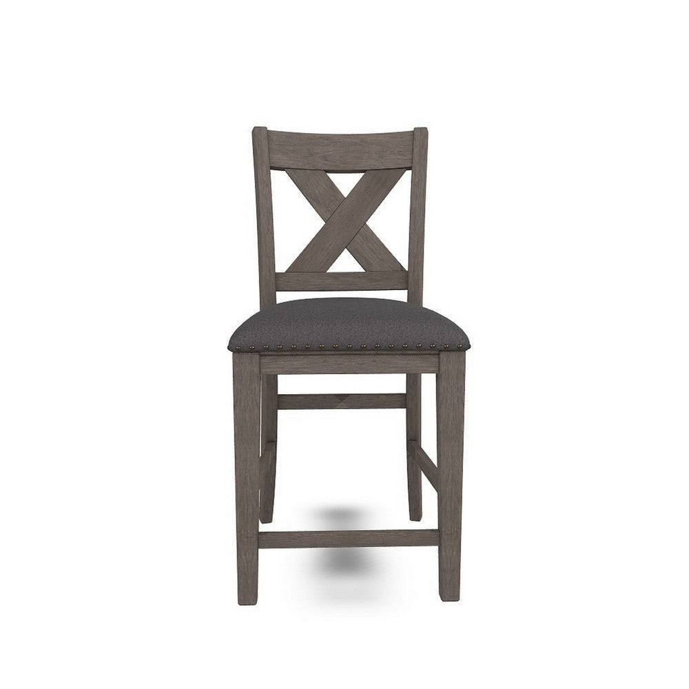 Ashley Caity Counter Height Chair Set of 2 | Gray Acacia Wood | X Shaped Back BM328242