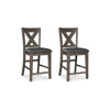 Ashley Caity Counter Height Chair Set of 2 | Gray Acacia Wood | X Shaped Back BM328242