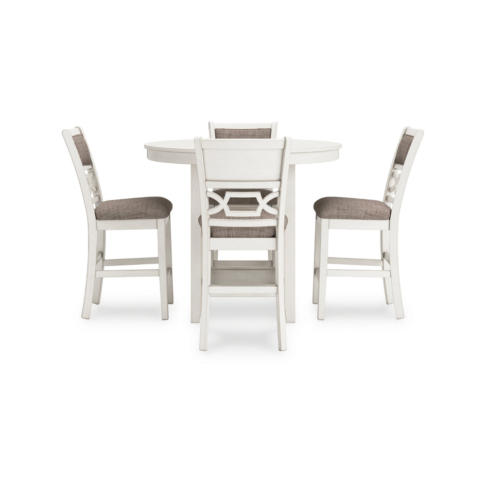 Ashley Berg 5pc Counter Height Dining Table Set | White Wood | Padded Chairs BM328245