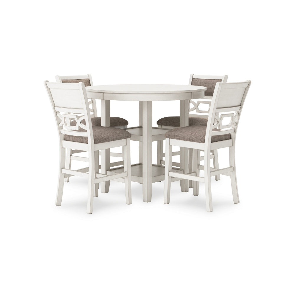 Ashley Berg 5pc Counter Height Dining Table Set | White Wood | Padded Chairs BM328245