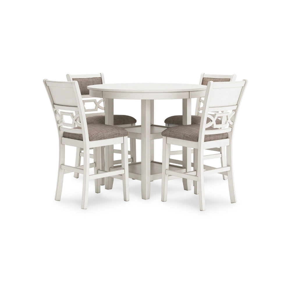 Ashley Berg 5pc Counter Height Dining Table Set | White Wood | Padded Chairs