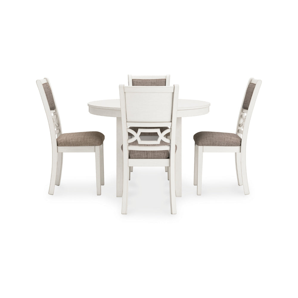 Ashley Berg 5pc Round Dining Table Set | Gray White Wood | 4 Padded Chairs BM328246