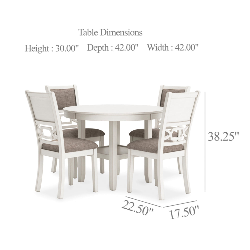 Ashley Berg 5pc Round Dining Table Set | Gray White Wood | 4 Padded Chairs BM328246