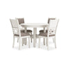 Ashley Berg 5pc Round Dining Table Set | Gray White Wood | 4 Padded Chairs
