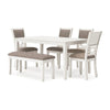 Ashley Berg 6pc Dining Table Set | Gray White Wood | 4 Chairs and 1 Bench BM328247