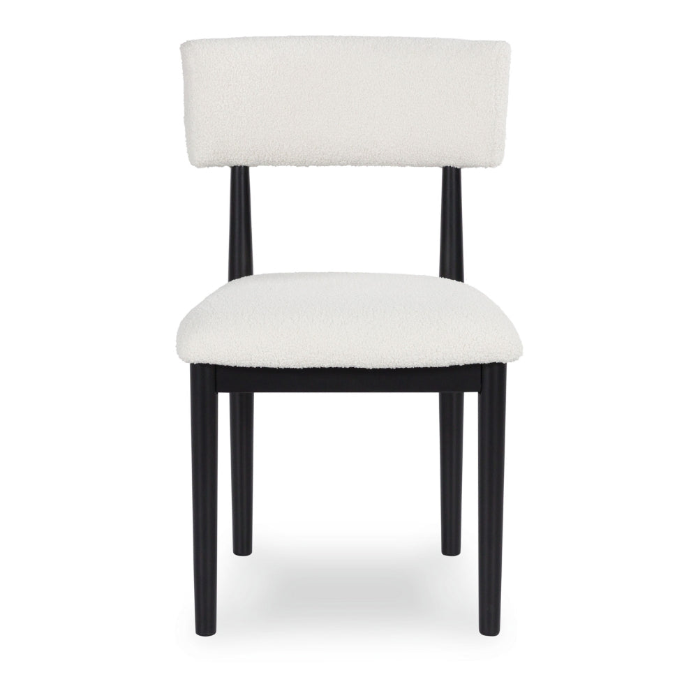 Ashley Dae Dining Side Chair Set of 2 | White Cushion Seat | Black Wood Legs BM328252