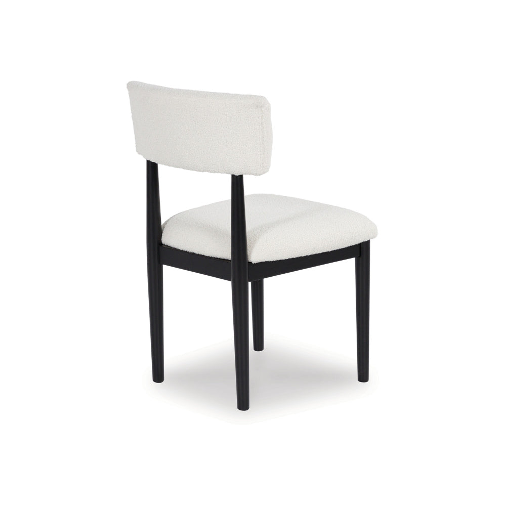 Ashley Dae Dining Side Chair Set of 2 | White Cushion Seat | Black Wood Legs BM328252
