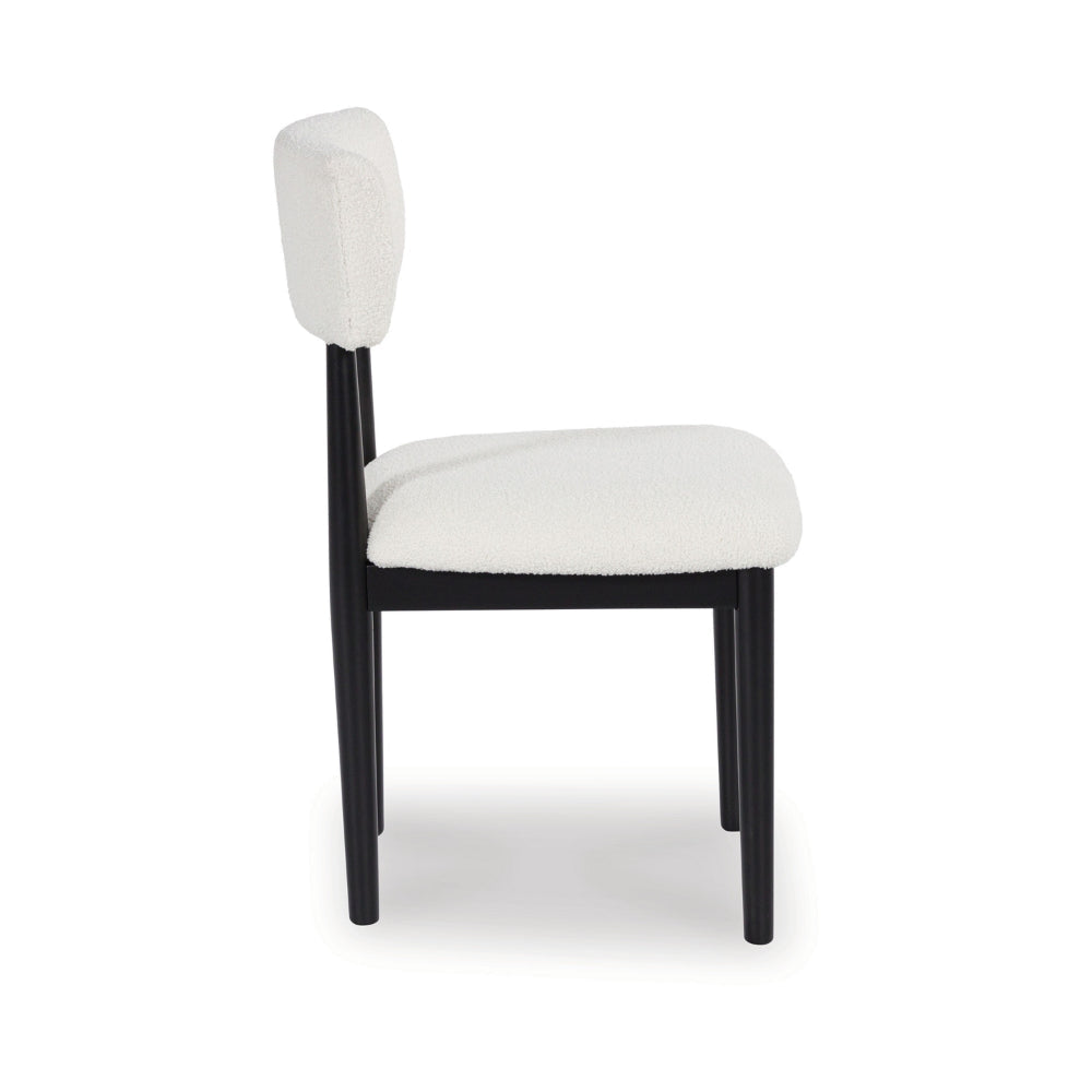 Ashley Dae Dining Side Chair Set of 2 | White Cushion Seat | Black Wood Legs BM328252
