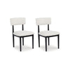 Ashley Dae Dining Side Chair Set of 2 | White Cushion Seat | Black Wood Legs
