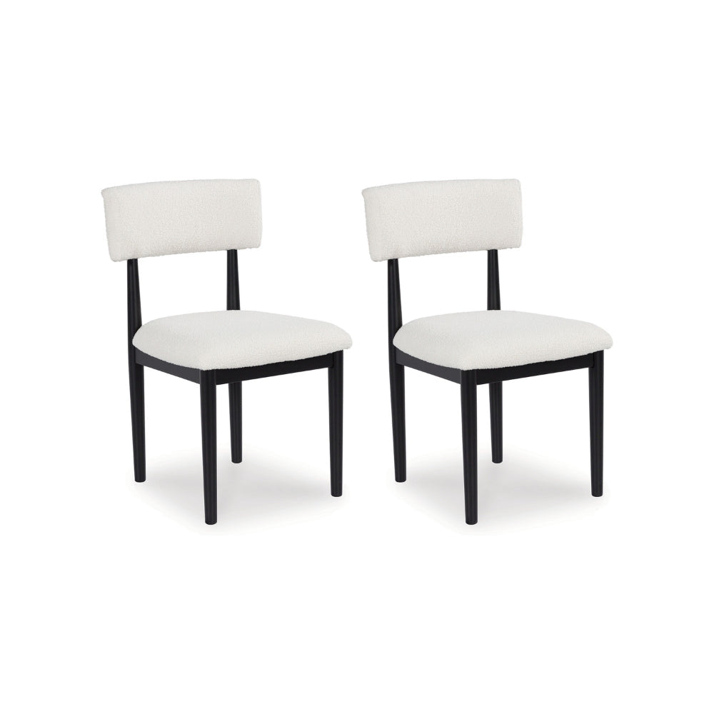 Ashley Dae Dining Side Chair Set of 2 | White Cushion Seat | Black Wood Legs
