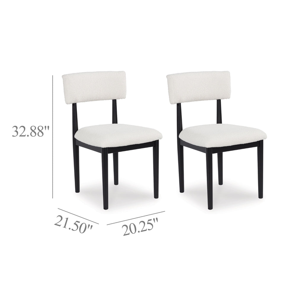 Ashley Dae Dining Side Chair Set of 2 | White Cushion Seat | Black Wood Legs BM328252