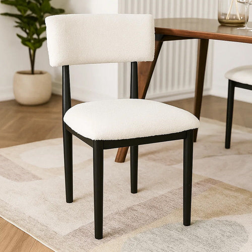 Ashley Dae Dining Side Chair Set of 2 | White Cushion Seat | Black Wood Legs