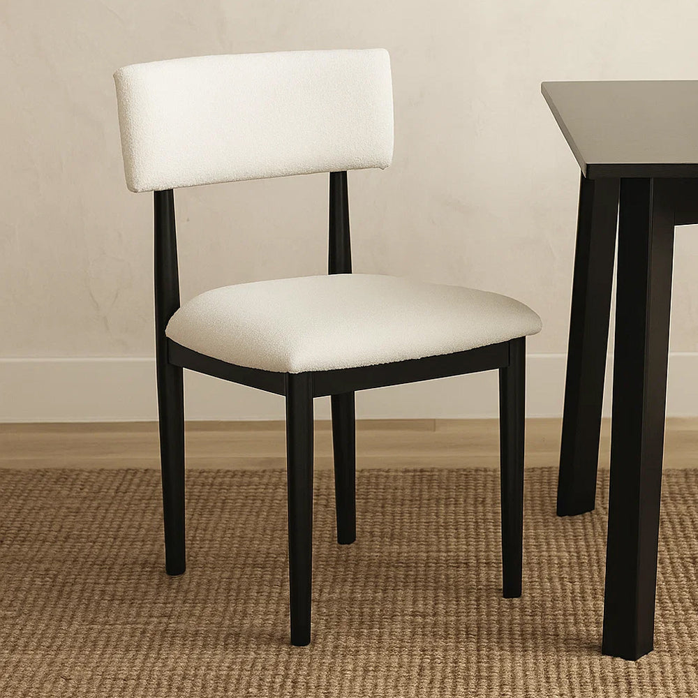 Ashley Dae Dining Side Chair Set of 2 | White Cushion Seat | Black Wood Legs BM328252