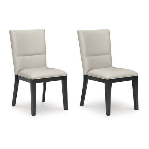 Ashley Inari Dining Side Chair Set of 2 | Black Legs Light Gray Faux Leather