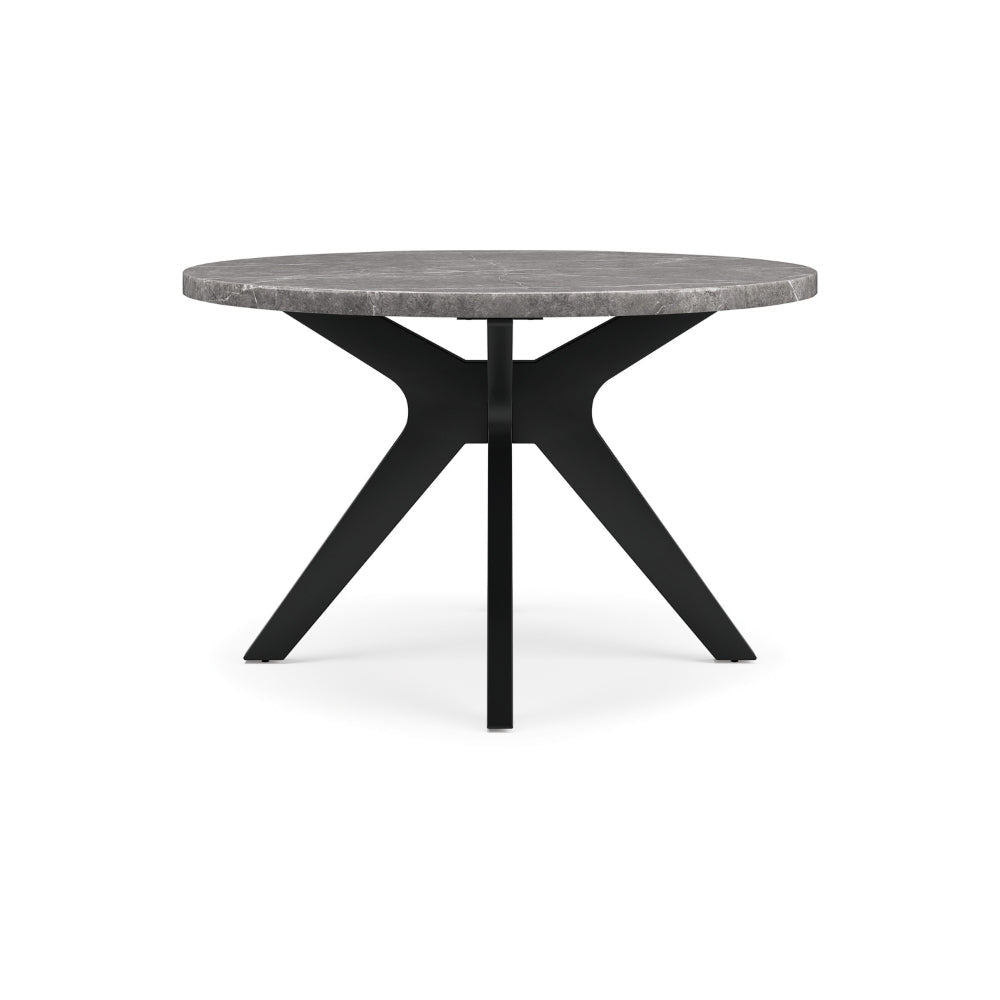 Ashley Inari Dining Table | Matte Black Legs | 48’’ Round Gray Marble Top BM328258