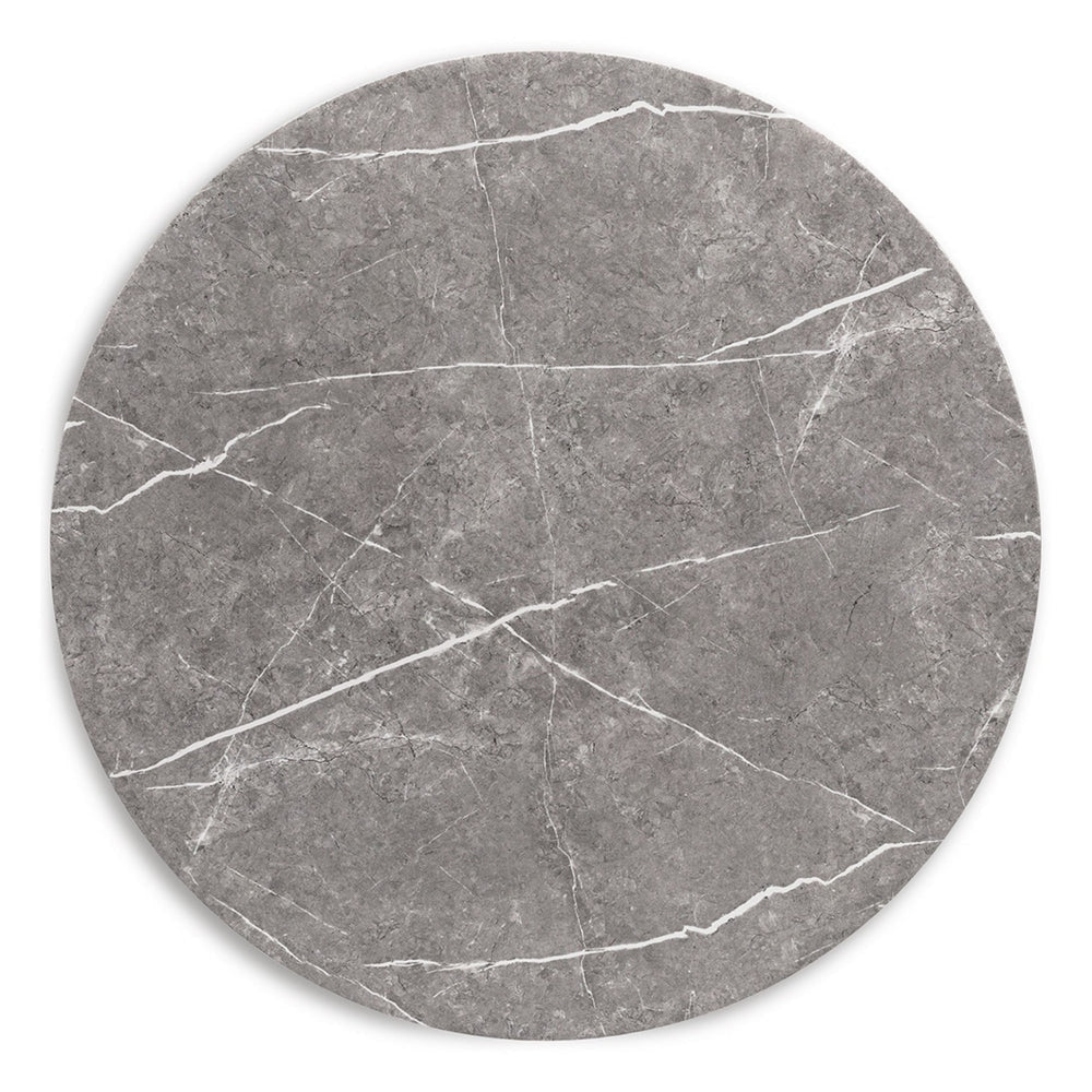 Ashley Inari Dining Table | Matte Black Legs | 48’’ Round Gray Marble Top BM328258