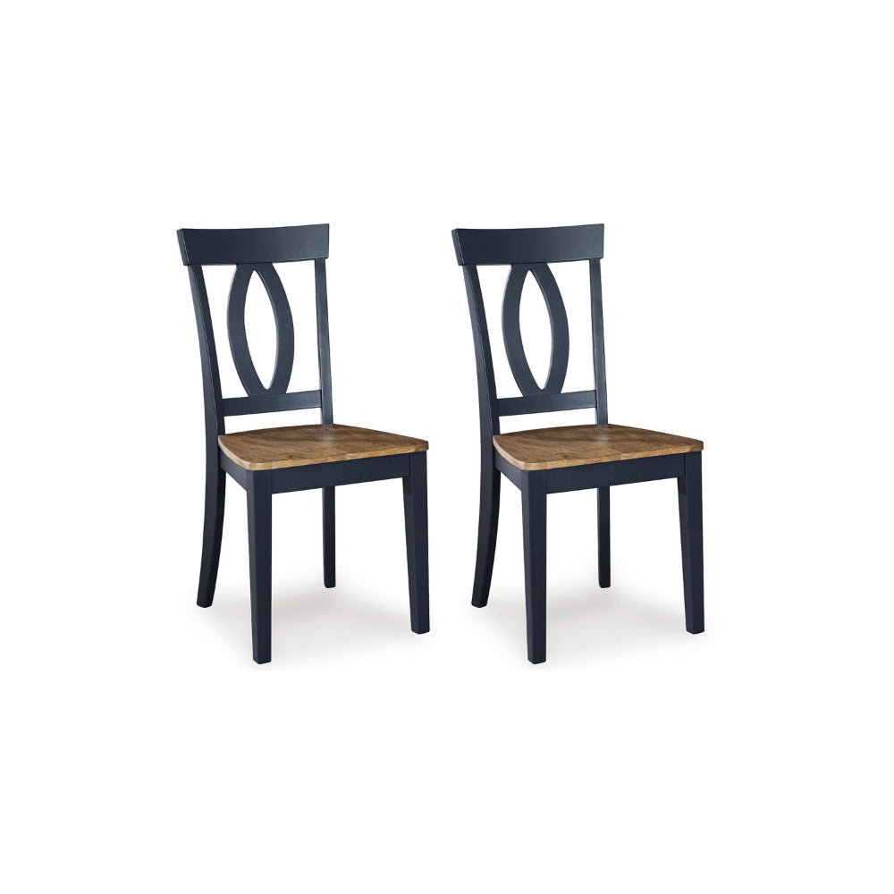 Ashley Doti Dining Side Chair Set of 2 | Open Back Contoured Seat Slate Blue