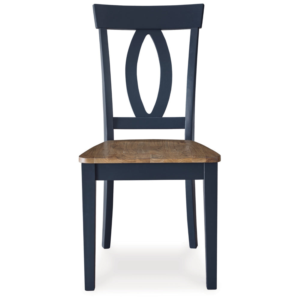 Ashley Doti Dining Side Chair Set of 2 | Open Back Contoured Seat Slate Blue BM328261