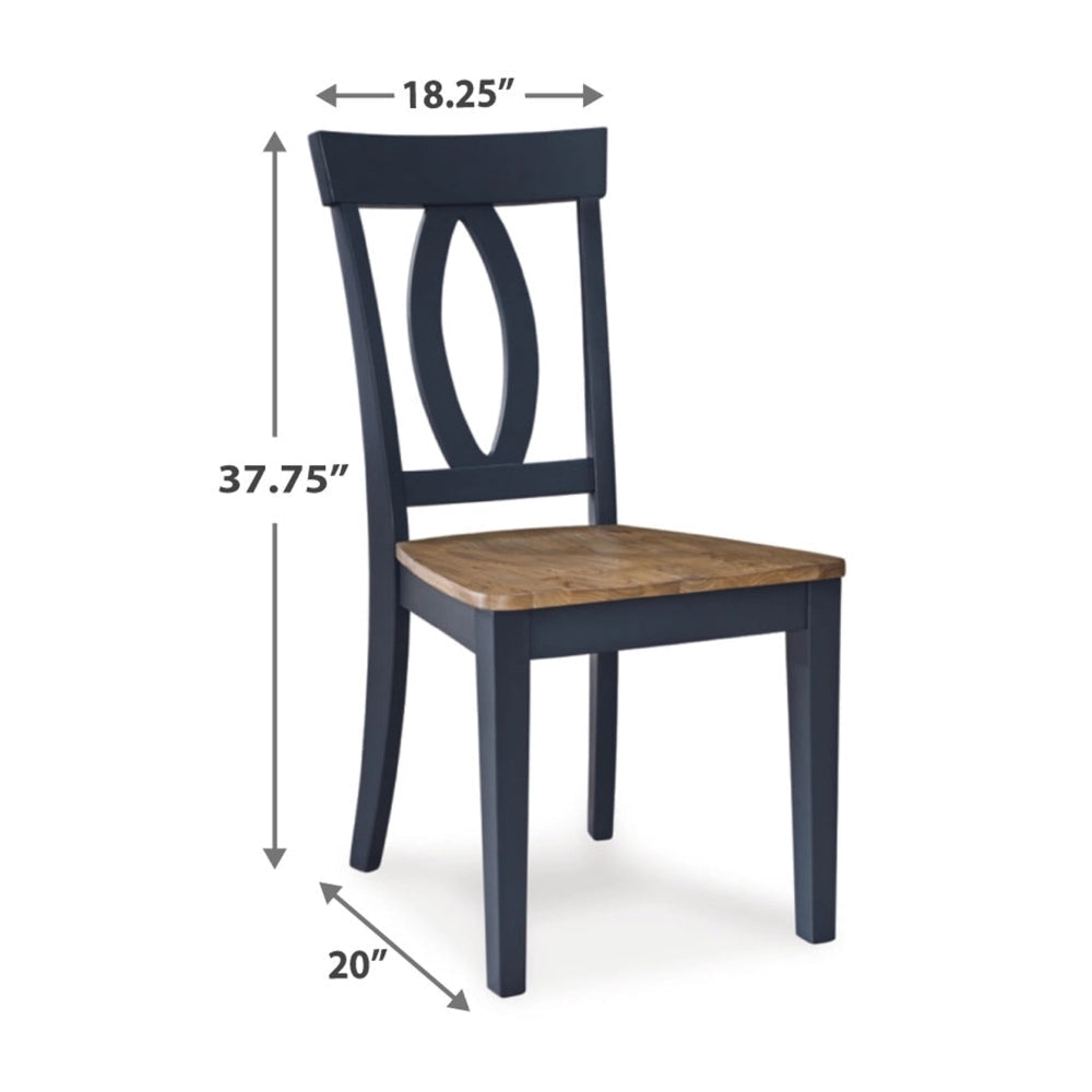 Ashley Doti Dining Side Chair Set of 2 | Open Back Contoured Seat Slate Blue BM328261
