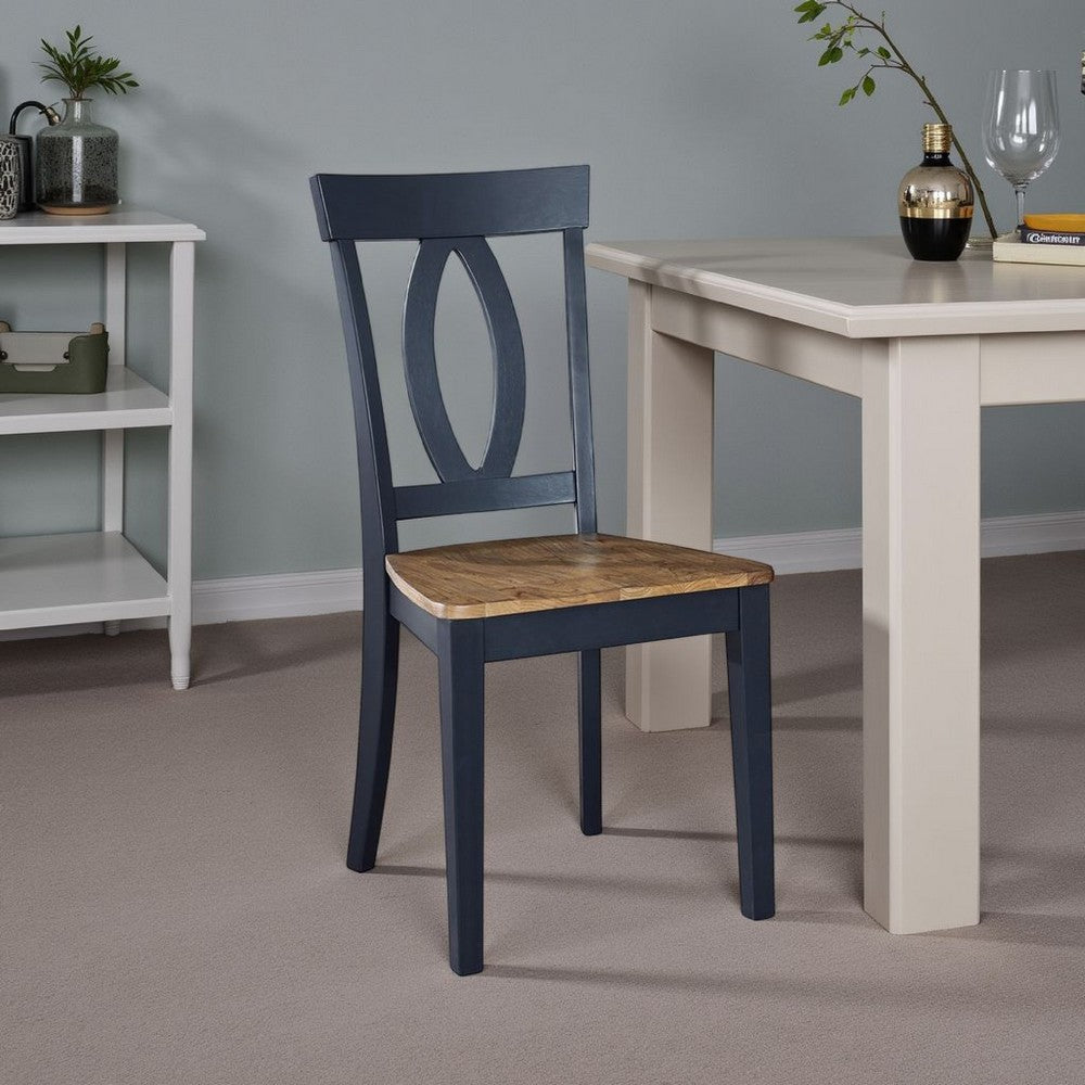Ashley Doti Dining Side Chair Set of 2 | Open Back Contoured Seat Slate Blue