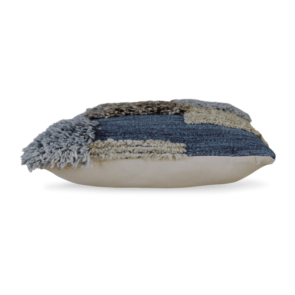 Ashley Square Accent Throw Pillow | 20’’ Hand Knotted Patchwork | Gray Wool BM328263