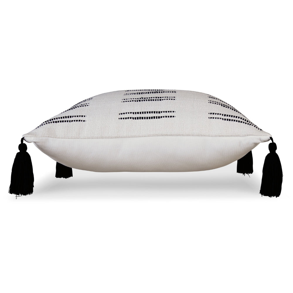 Ashley Square Accent Throw Pillow | 20’’ Dobby Woven White Cotton | Tassels BM328265