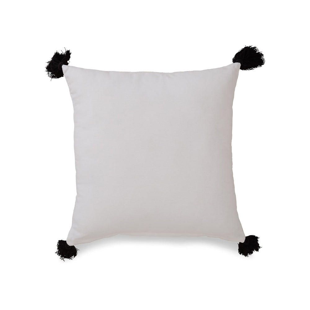 Ashley Square Accent Throw Pillow | 20’’ Dobby Woven White Cotton | Tassels BM328265