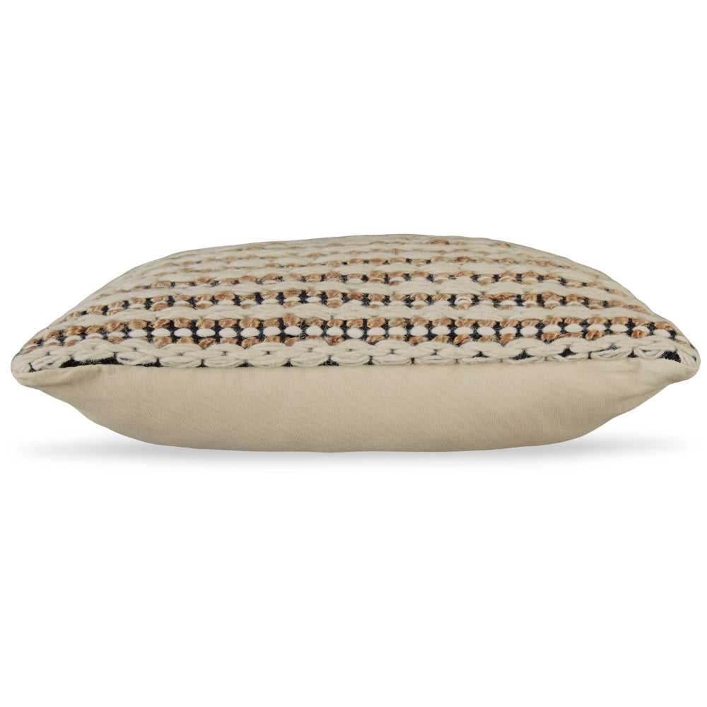 Ashley Square Accent Throw Pillow | 20’’ | Handwoven Stripes on Brown Wool BM328266