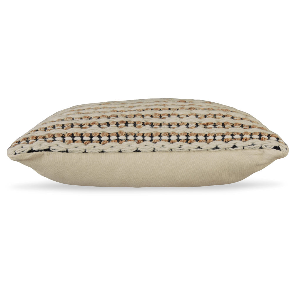 Ashley Square Accent Throw Pillow | 20’’ | Handwoven Stripes on Brown Wool BM328266