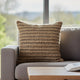 Ashley Square Accent Throw Pillow | 20" | Handwoven Stripes on Brown Wool
