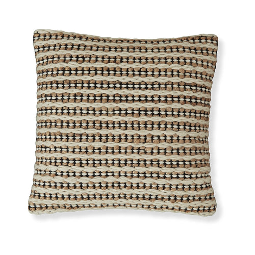 Ashley Square Accent Throw Pillow | 20" | Handwoven Stripes on Brown Wool